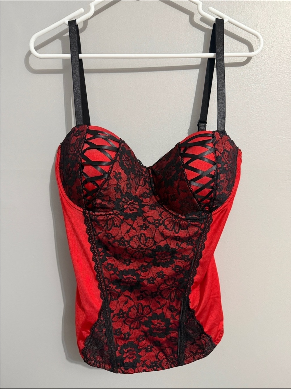 BodyRage Curve Lingerie Corset Womens 1X Lace Floral Sheer Back Hook Closure